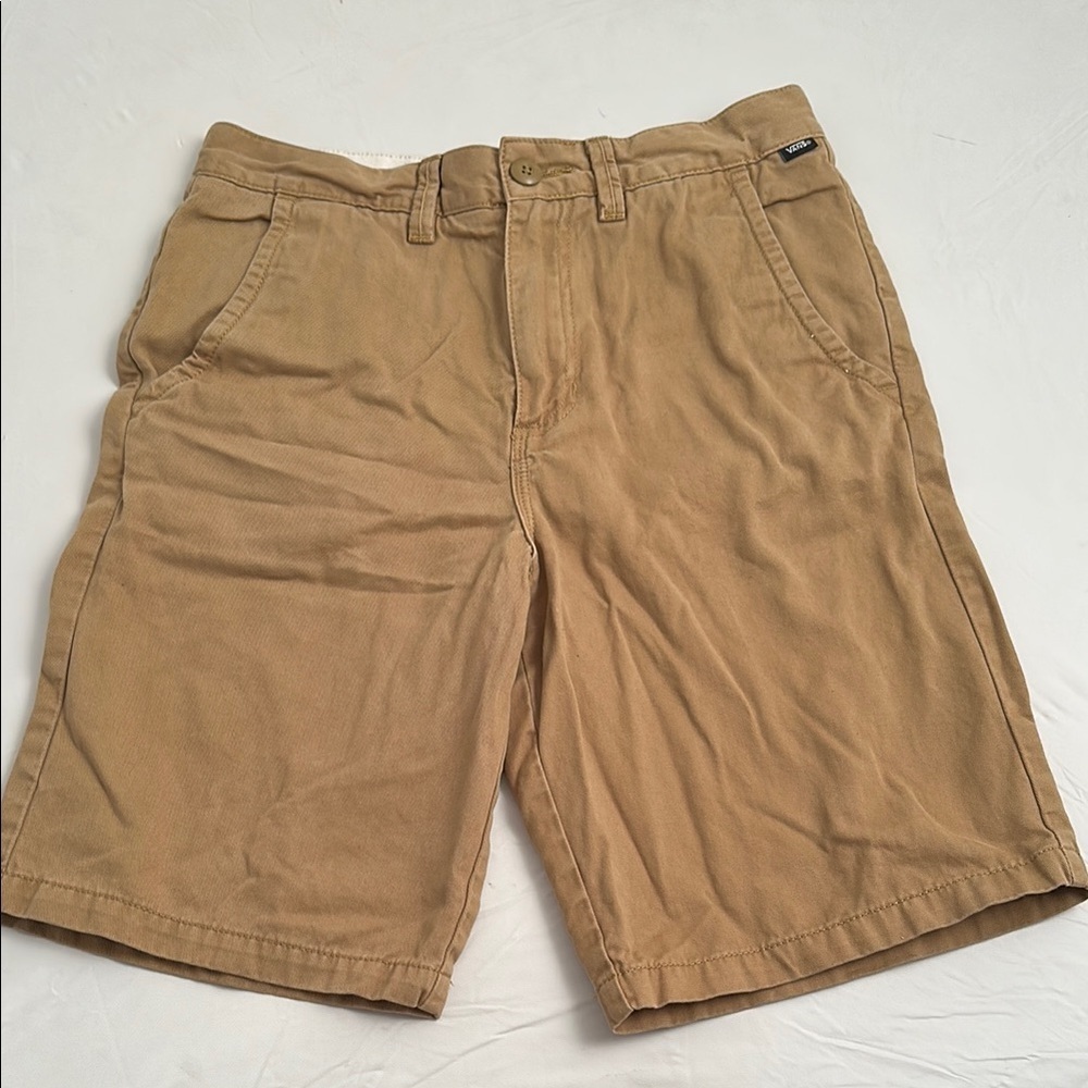 Vans tan flat front shorts